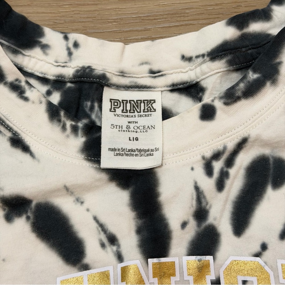 PINK Victoria's Secret Black and White Tie-Dye Tee UCF Knights - Picture 5 of 7
